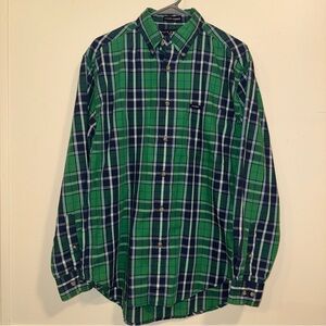 Green and Blue Plaid Men's Shirt